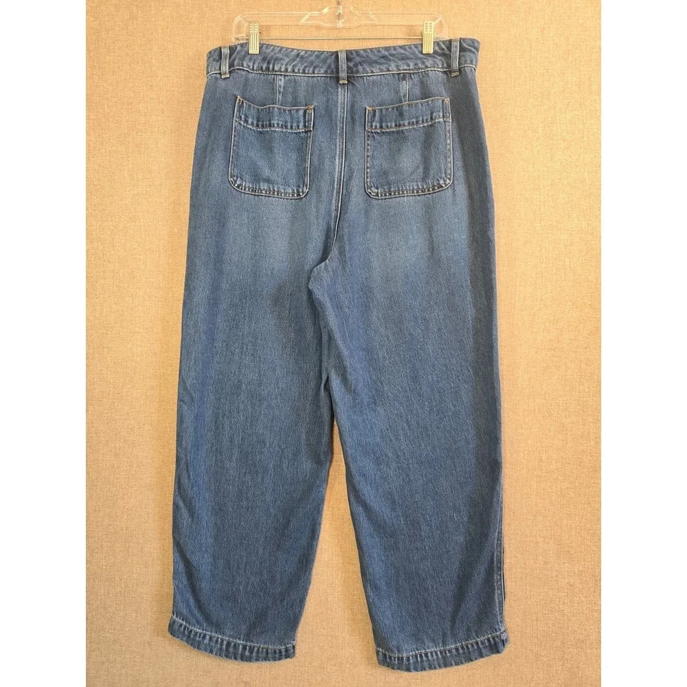 Talbots Summerweight Straight Leg Ankle Jean 14 Franklin Wash 100% Tencel Blue